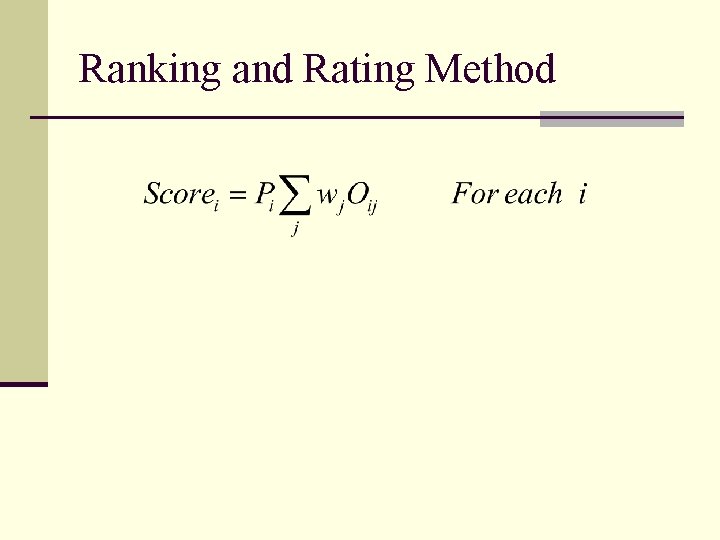 Ranking and Rating Method 