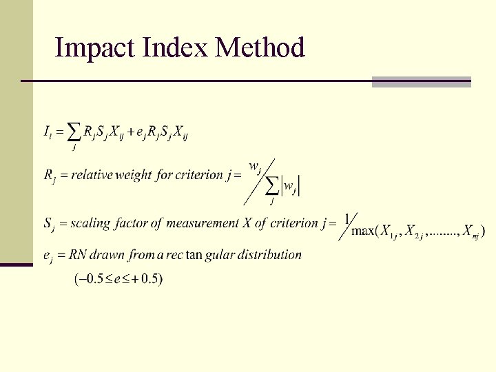 Impact Index Method 