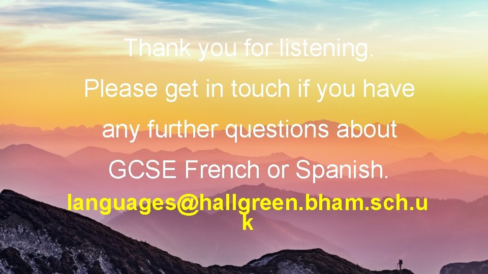 Thank you for listening. Please get in touch if you have any further questions