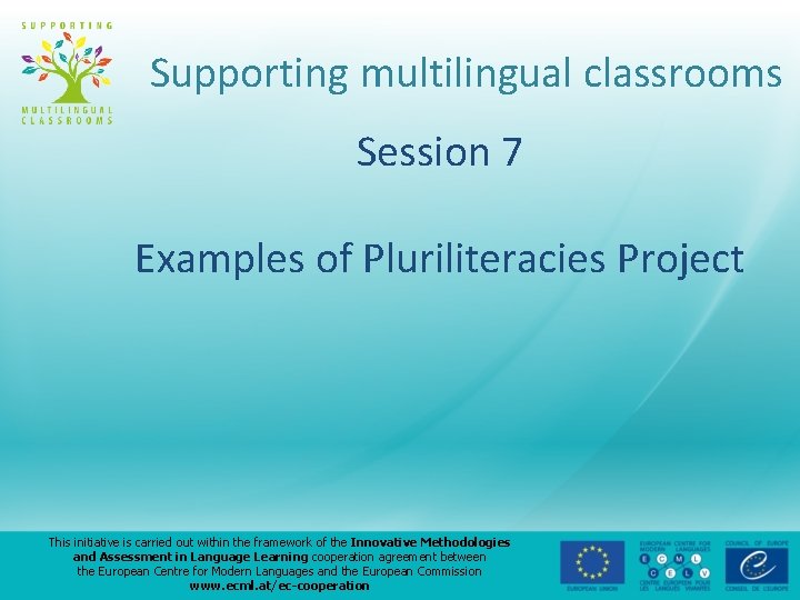 Supporting multilingual classrooms Session 7 Examples of Pluriliteracies Project This initiative is carried out