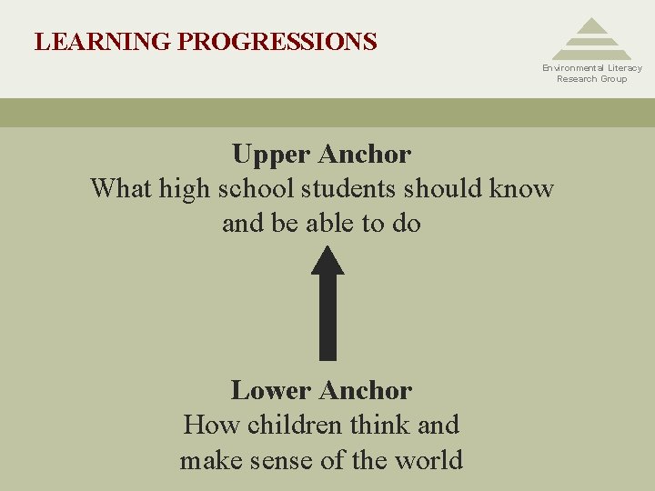 LEARNING PROGRESSIONS Environmental Literacy Research Group Upper Anchor What high school students should know