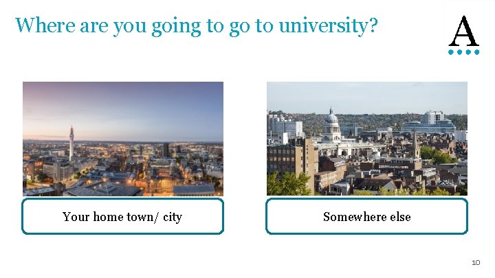 Where are you going to go to university? Your home town/ city Somewhere else