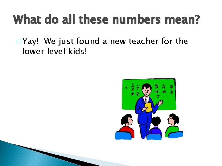 What do all these numbers mean? � Yay! We just found a new teacher