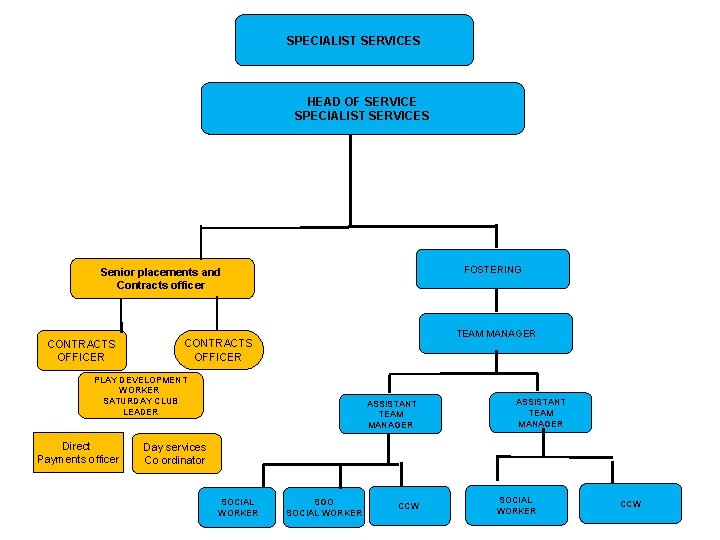 SPECIALIST SERVICES HEAD OF SERVICE SPECIALIST SERVICES FOSTERING Senior placements and Contracts officer CONTRACTS