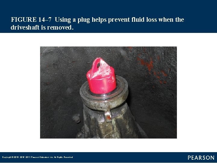 FIGURE 14– 7 Using a plug helps prevent fluid loss when the driveshaft is