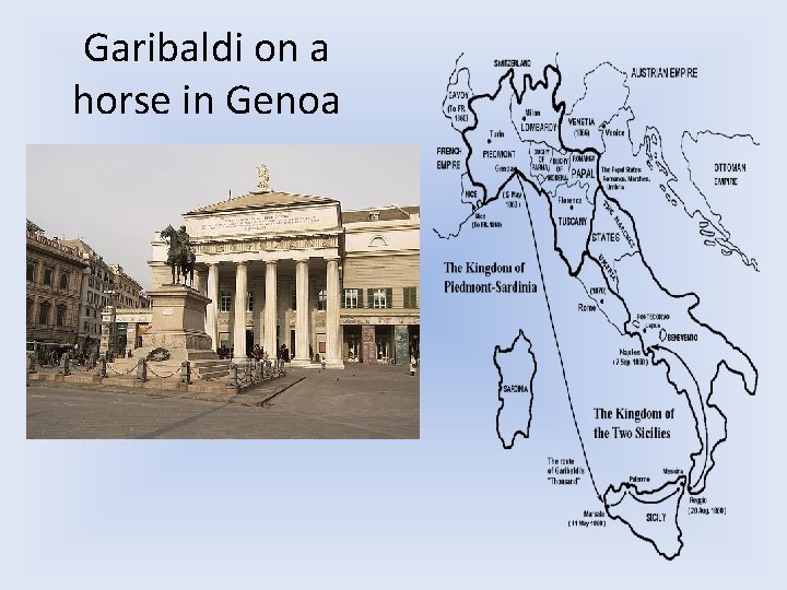 Garibaldi on a horse in Genoa 