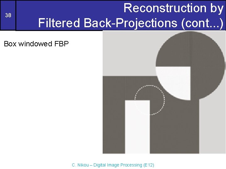 38 Reconstruction by Filtered Back-Projections (cont. . . ) Box windowed FBP C. Nikou