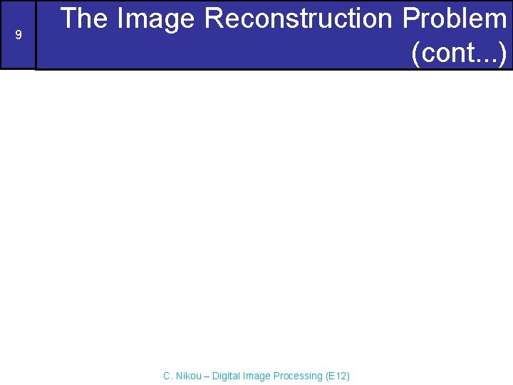 9 The Image Reconstruction Problem (cont. . . ) C. Nikou – Digital Image