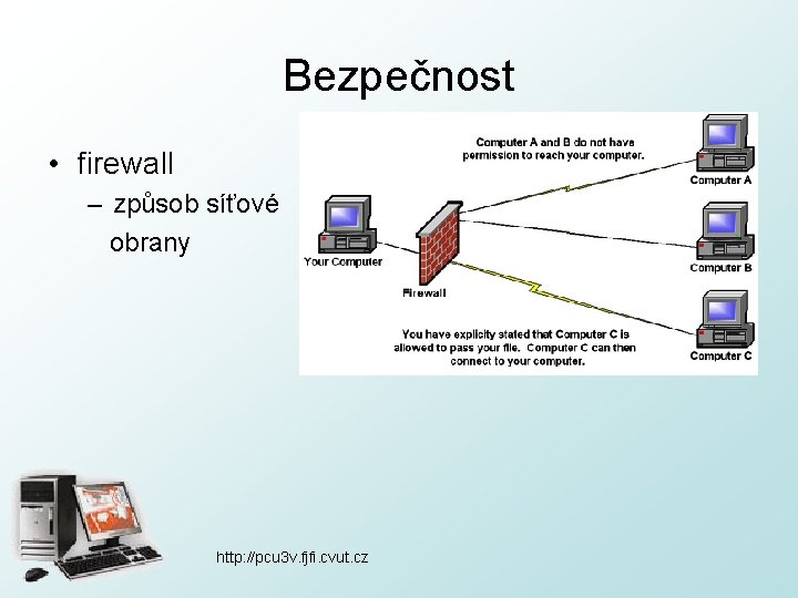 Bezpečnost • firewall – způsob síťové obrany http: //pcu 3 v. fjfi. cvut. cz