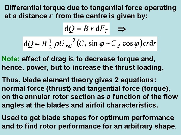 Differential torque due to tangential force operating at a distance r from the centre