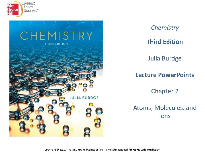 Chemistry Third Edition Julia Burdge Lecture Power. Points Chapter 2 Atoms, Molecules, and Ions