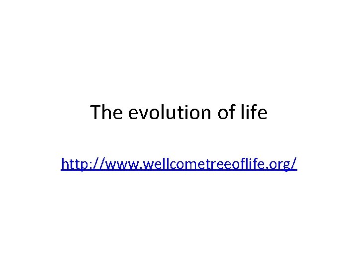 The evolution of life http: //www. wellcometreeoflife. org/ 