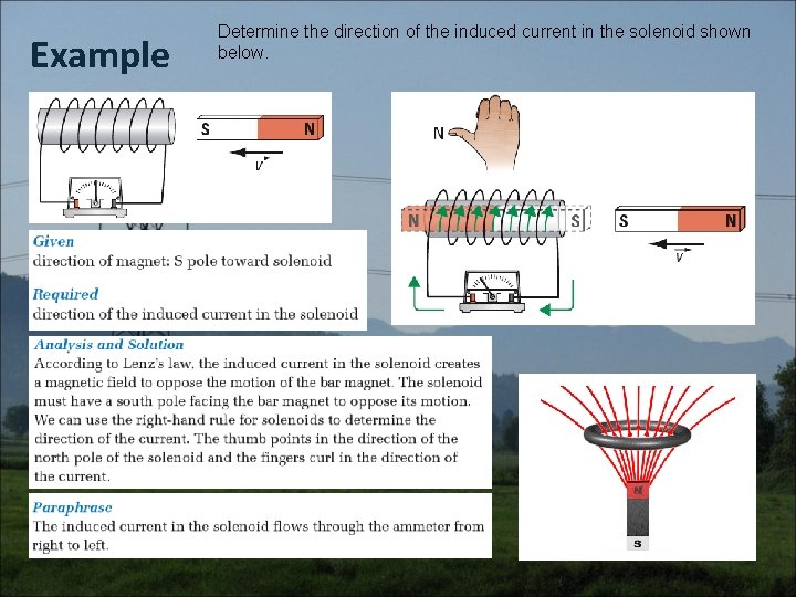 Example Determine the direction of the induced current in the solenoid shown below. 