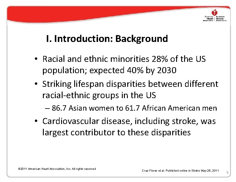 I. Introduction: Background • Racial and ethnic minorities 28% of the US population; expected