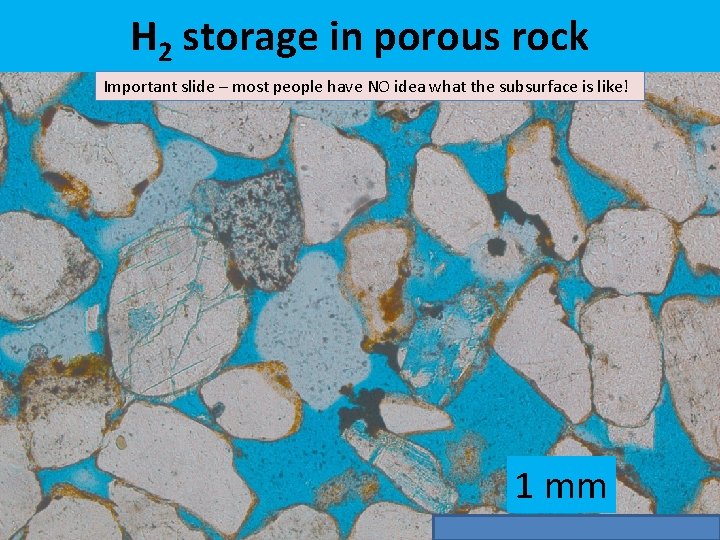 H 2 storage in porous rock Important slide – most people have NO idea