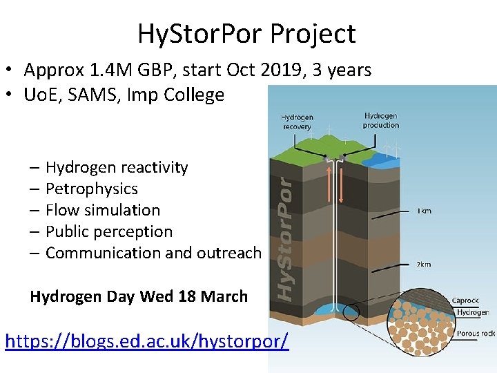 Hy. Stor. Por Project • Approx 1. 4 M GBP, start Oct 2019, 3