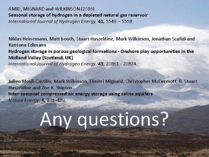 AMID, MIGNARD and WILKINSON (2016) Seasonal storage of hydrogen in a depleted natural gas