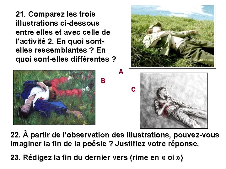 21. Comparez les trois illustrations ci-dessous entre elles et avec celle de l’activité 2.