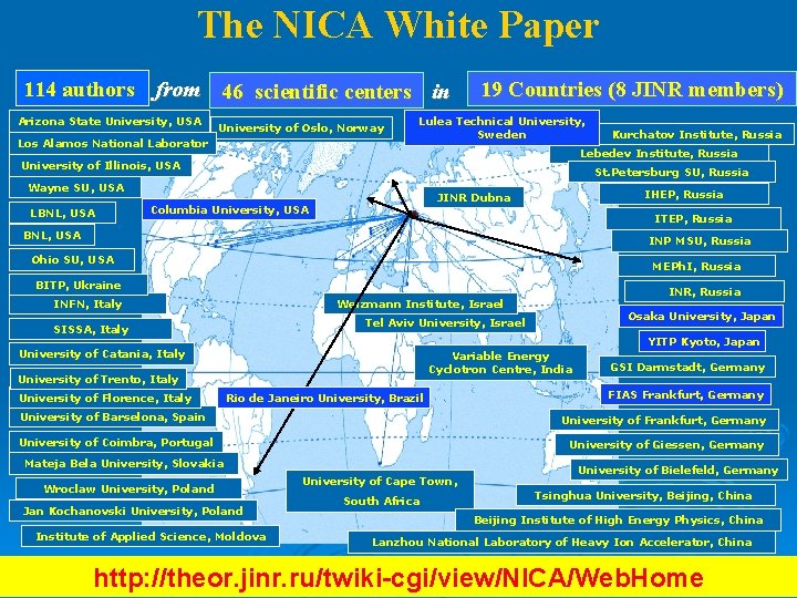 The NICA White Paper 114 authors from 46 scientific centers in Arizona State University,