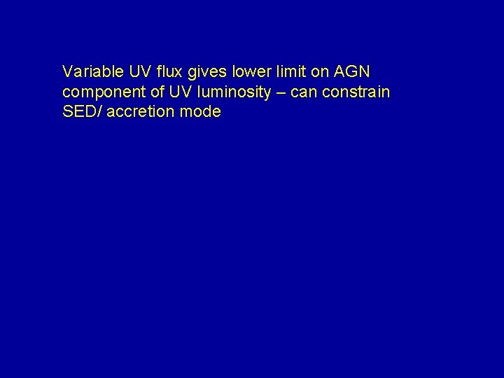 Variable UV flux gives lower limit on AGN component of UV luminosity – can
