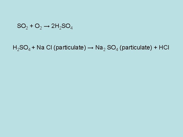 SO 2 + O 2 → 2 H 2 SO 4 + Na Cl