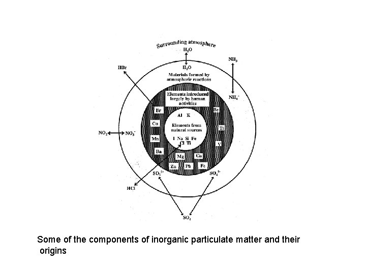 Some of the components of inorganic particulate matter and their origins 