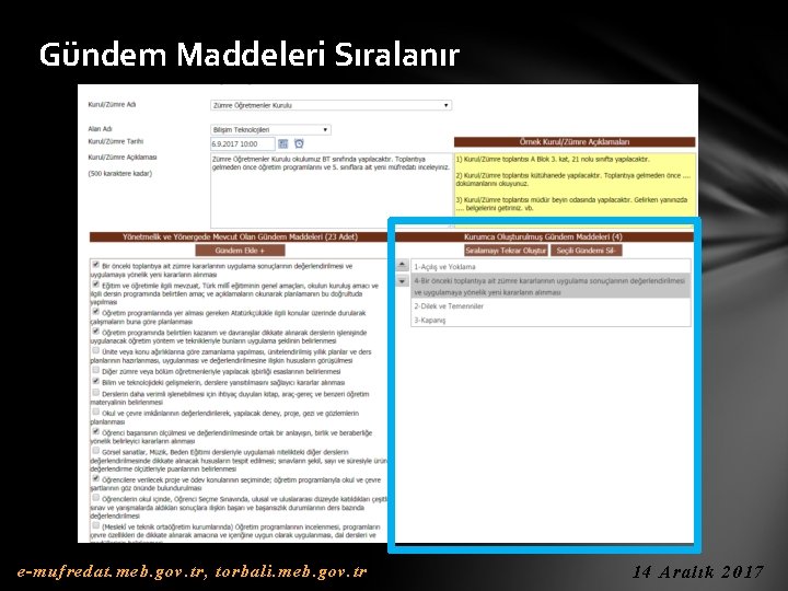 Gündem Maddeleri Sıralanır e-mufredat. meb. gov. tr, torbali. meb. gov. tr 14 Aralık 2017