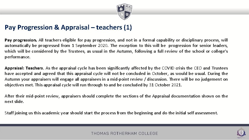 Pay Progression & Appraisal – teachers (1) Pay progression. All teachers eligible for pay