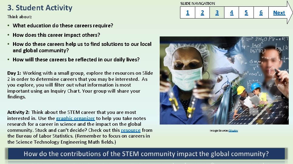 3. Student Activity Think about: SLIDE NAVIGATION 1 2 3 4 • What education