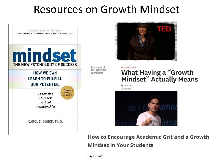 Resources on Growth Mindset 