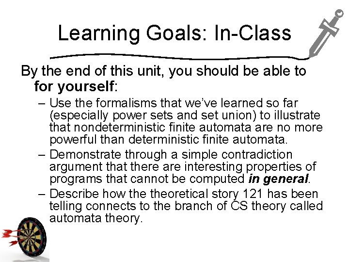 Learning Goals: In-Class By the end of this unit, you should be able to