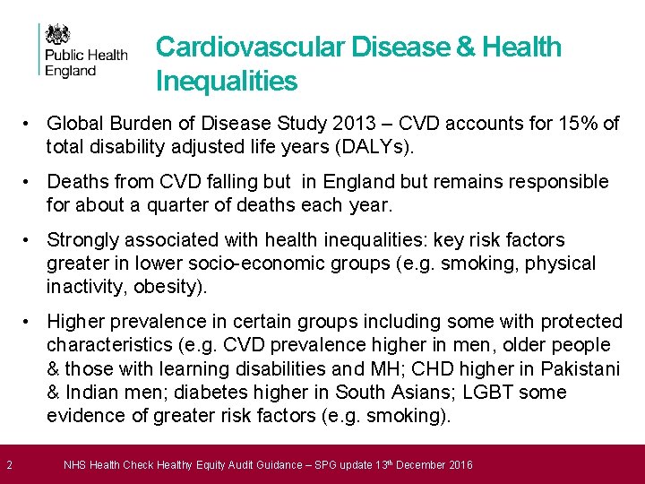 Cardiovascular Disease & Health Inequalities • Global Burden of Disease Study 2013 – CVD