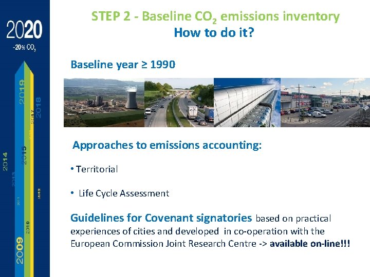 STEP 2 - Baseline CO 2 emissions inventory How to do it? Baseline year