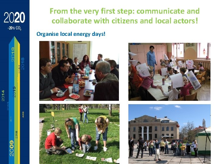 From the very first step: communicate and collaborate with citizens and local actors! Organise