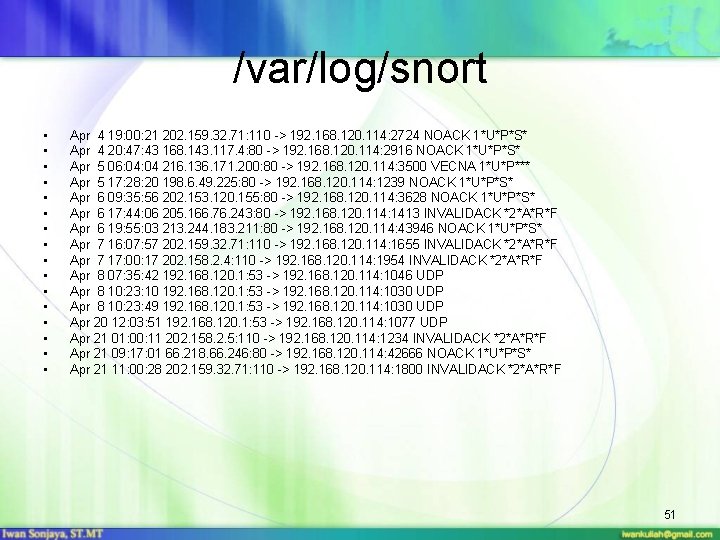 /var/log/snort • • • • Apr 4 19: 00: 21 202. 159. 32. 71:
