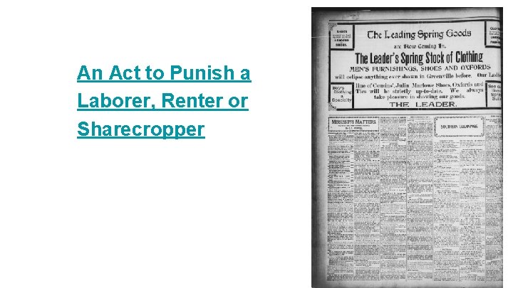 An Act to Punish a Laborer, Renter or Sharecropper 