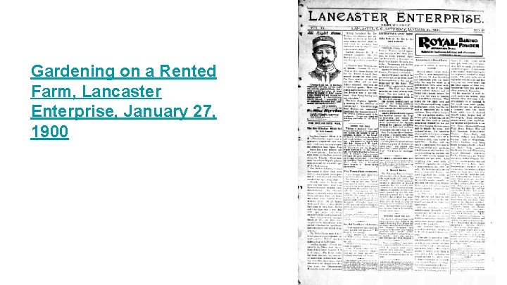 Gardening on a Rented Farm, Lancaster Enterprise, January 27, 1900 