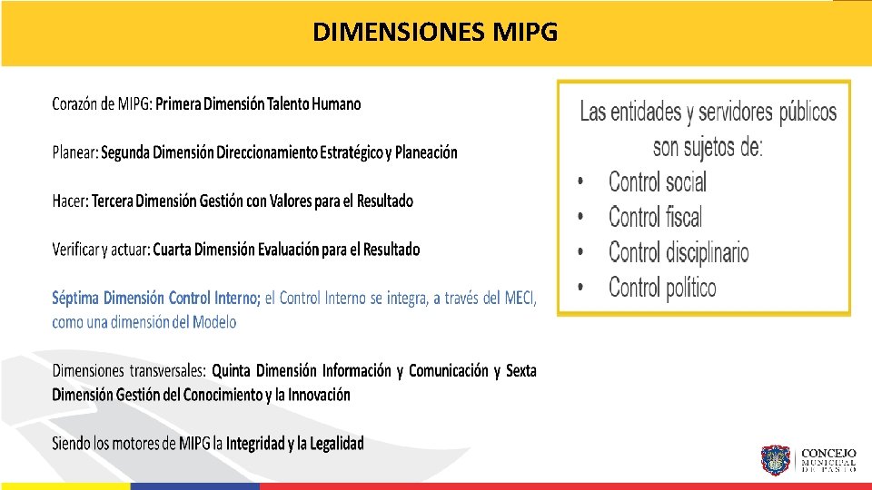 DIMENSIONES MIPG 