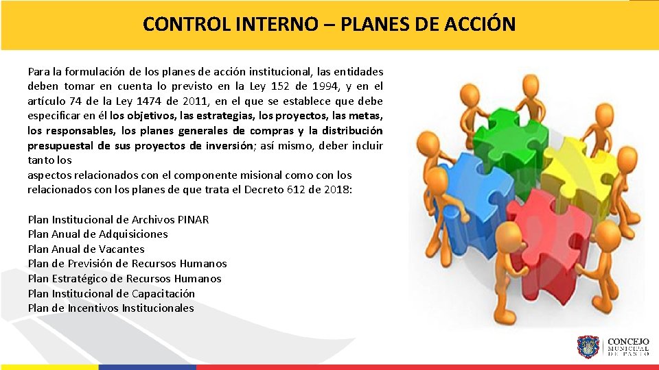 CONTROL INTERNO – PLANES DE ACCIÓN Para la formulación de los planes de acción