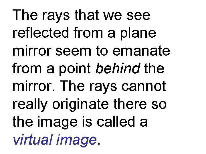 The rays that we see reflected from a plane mirror seem to emanate from