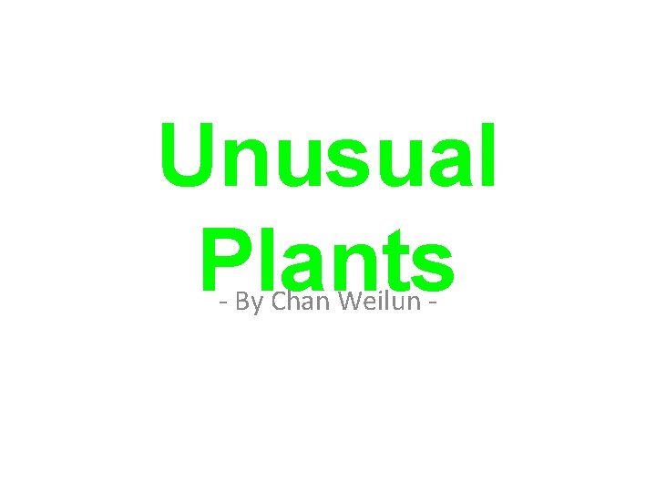 Unusual Plants - By Chan Weilun - 