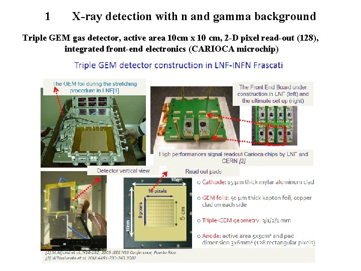 1 X-ray detection with n and gamma background Triple GEM gas detector, active area