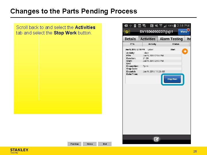 Changes to the Parts Pending Process Scroll back to and select the Activities tab Changes to the Parts Pending Process Scroll back to and select the Activities tab