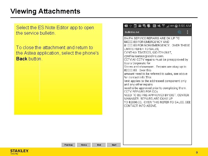 Viewing Attachments Select the ES Note Editor app to open the service bulletin. To Viewing Attachments Select the ES Note Editor app to open the service bulletin. To