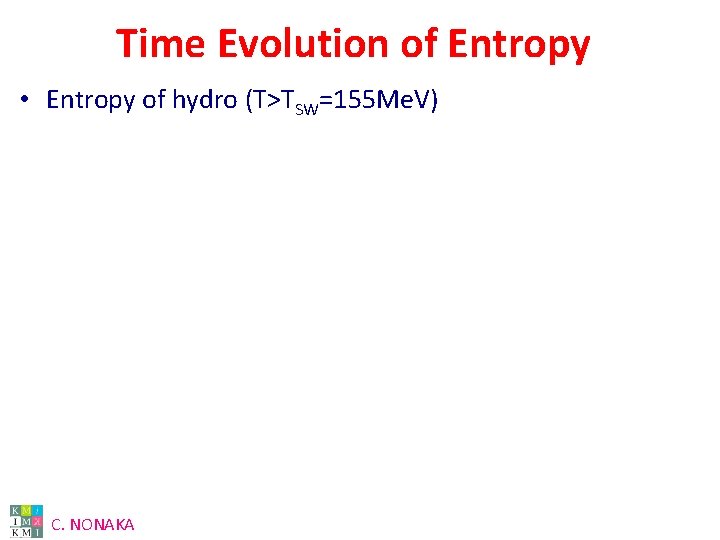 Time Evolution of Entropy • Entropy of hydro (T>TSW=155 Me. V) C. NONAKA 