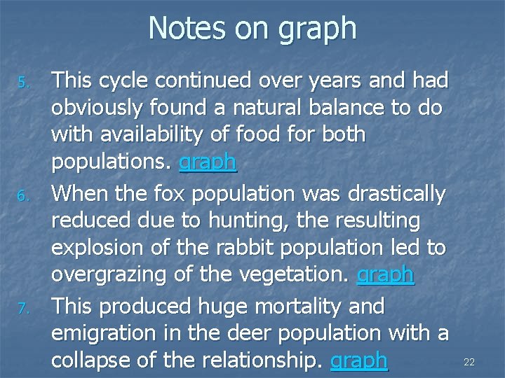 Notes on graph 5. 6. 7. This cycle continued over years and had obviously