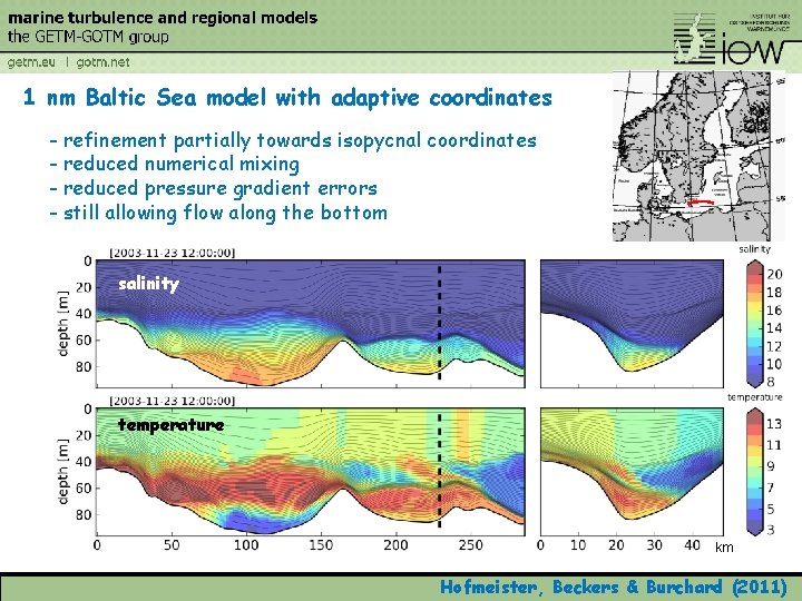 1 nm Baltic Sea model with adaptive coordinates - refinement partially towards isopycnal coordinates
