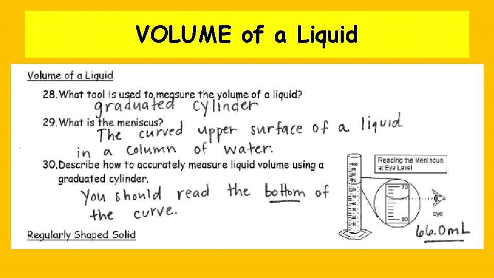 VOLUME of a Liquid 