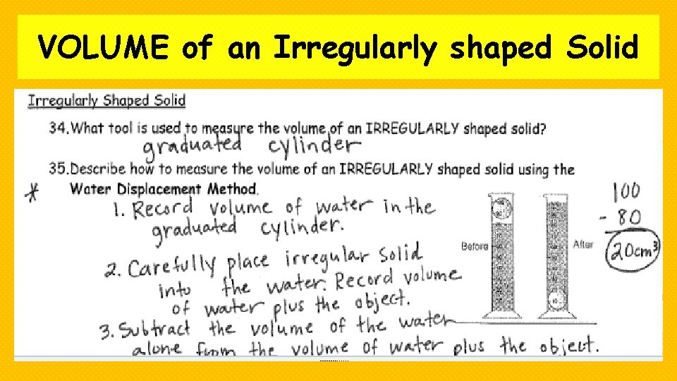 VOLUME of an Irregularly shaped Solid 