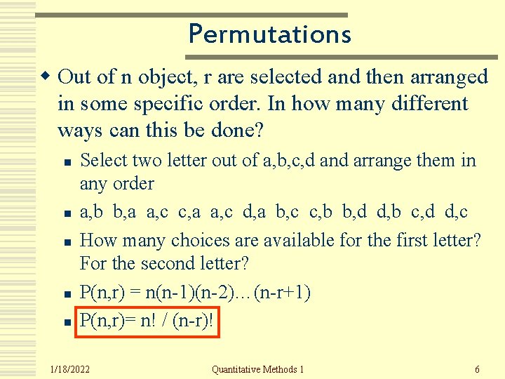 Permutite Method QUANTITATIVE METHODS 1 SAMIR K SRIVASTAVA Quantitative Methods